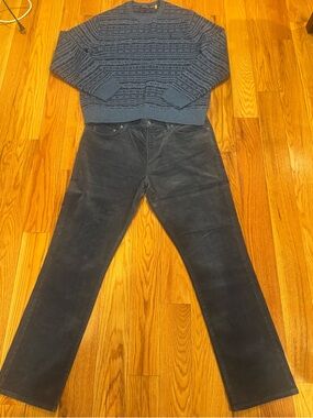 Ralph Lauren Men's Navy Straight Corduroy Jeans and Ralph Lauren Sweater.